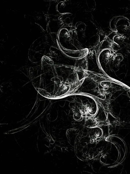 黑白抽象分形背景3D渲染 — 图库照片