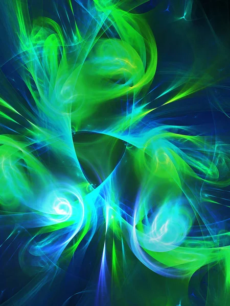 Verde Abstrato Fractal Fundo Renderização — Fotografia de Stock