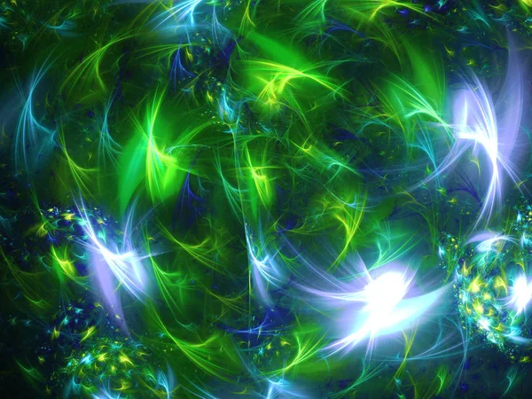 Verde Abstrato Fractal Fundo Renderização — Fotografia de Stock