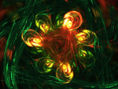 yeşil Soyut Fraktal arka plan 3d render