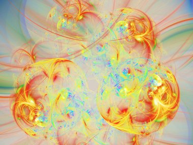 turuncu soyut fraktal arkaplan 3d oluşturma