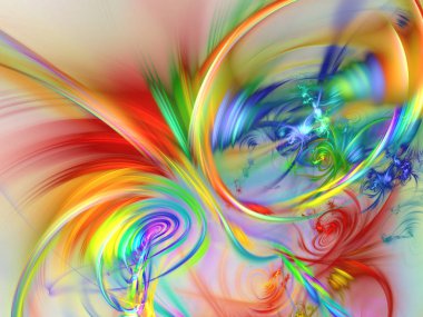 gökkuşağı soyut fraktal arkaplan 3d oluşturma