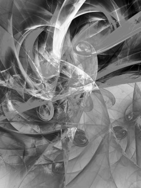 siyah ve beyaz soyut fraktal arkaplan 3d görüntüleme