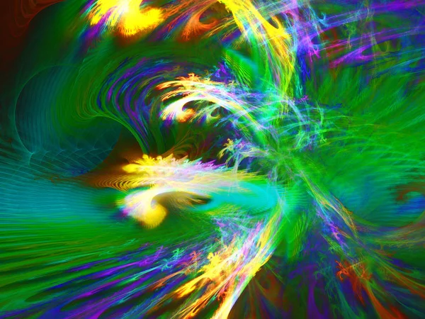 Verde Abstrato Fractal Fundo Renderização — Fotografia de Stock