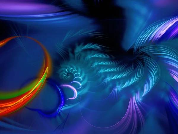 Azul Abstrato Fractal Fundo Renderização — Fotografia de Stock