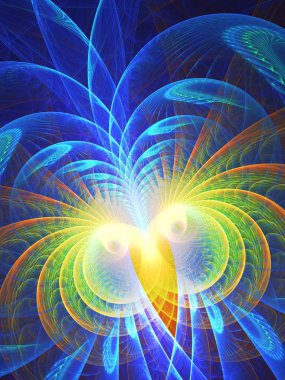 mavi soyut fraktal arkaplan 3d oluşturma