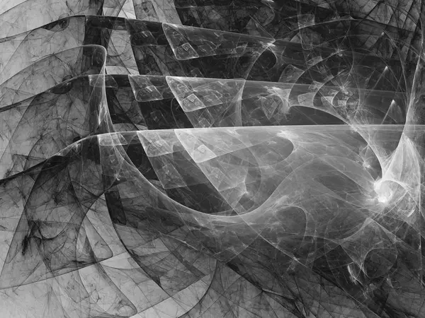 Černé a bílé abstraktní fraktální pozadí 3d vykreslování obrázku — Stock fotografie