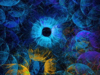 Mavi Soyut Fraktal arka plan 3d render illüstrasyon