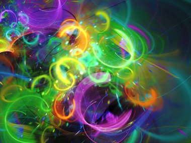 gökkuşağı Soyut Fraktal arka plan 3d render illüstrasyon