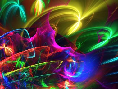 gökkuşağı Soyut Fraktal arka plan 3d render illüstrasyon