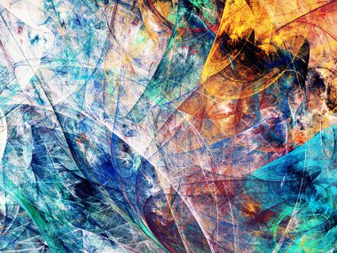 Mavi Soyut Fraktal arka plan 3d render illüstrasyon