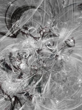 siyah ve beyaz Soyut Fraktal arka plan 3d render illüstrasyon