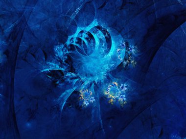 Mavi Soyut Fraktal arka plan 3d render illüstrasyon