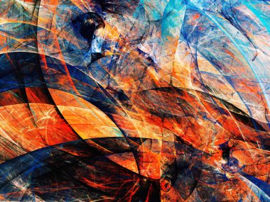 Mavi Soyut Fraktal arka plan 3d render illüstrasyon