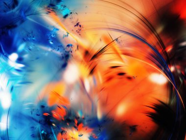 Mavi Soyut Fraktal arka plan 3d render illüstrasyon