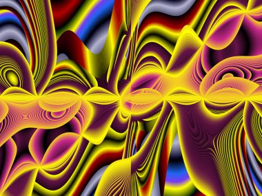 sarı Soyut Fraktal arka plan 3d render illüstrasyon