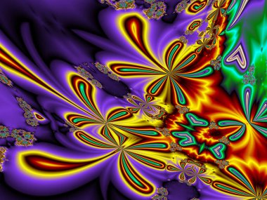 Mor Soyut Fraktal arka plan 3d render illüstrasyon