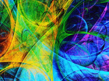 gökkuşağı Soyut Fraktal arka plan 3d render illüstrasyon