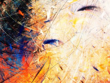 sarı Soyut Fraktal arka plan 3d render illüstrasyon