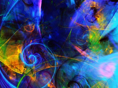 Mavi Soyut Fraktal arka plan 3d render illüstrasyon