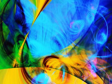 Mavi Soyut Fraktal arka plan 3d render illüstrasyon