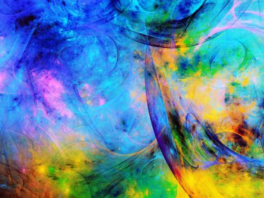 gökkuşağı Soyut Fraktal arka plan 3d render illüstrasyon