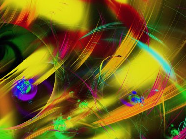 sarı Soyut Fraktal arka plan 3d render illüstrasyon