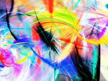 gökkuşağı Soyut Fraktal arka plan 3d render illüstrasyon