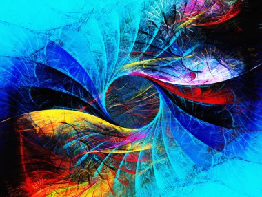 Mavi Soyut Fraktal arka plan 3d render illüstrasyon