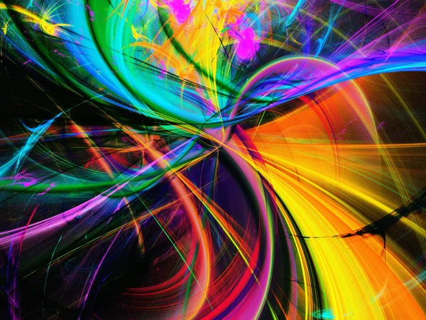 彩虹抽象分形背景3d 渲染插图 — 图库照片