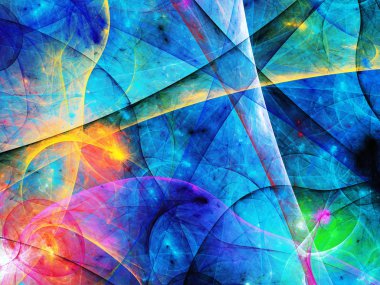 Mavi Soyut Fraktal arka plan 3d render illüstrasyon