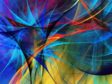 Mavi Soyut Fraktal arka plan 3d render illüstrasyon