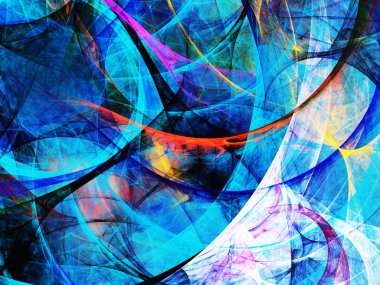 Mavi Soyut Fraktal arka plan 3d render illüstrasyon