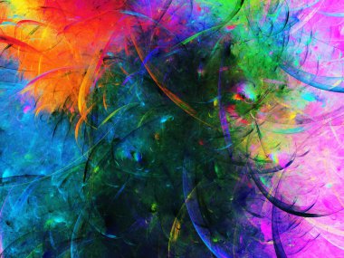 gökkuşağı Soyut Fraktal arka plan 3d render illüstrasyon