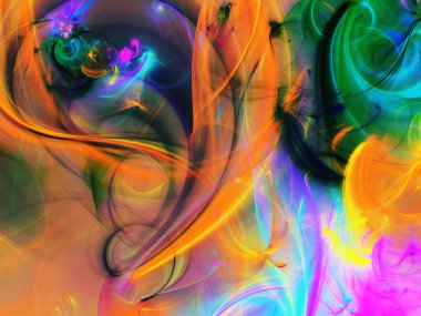 turuncu Soyut Fraktal arka plan 3d render illüstrasyon