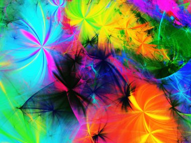 gökkuşağı Soyut Fraktal arka plan 3d render illüstrasyon