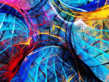 Mavi Soyut Fraktal arka plan 3d render illüstrasyon