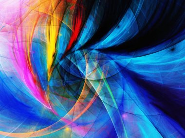 Mavi Soyut Fraktal arka plan 3d render illüstrasyon