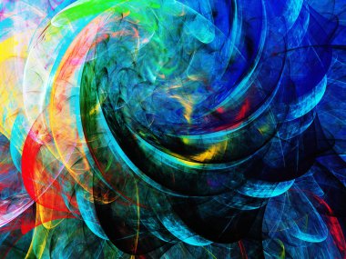 Mavi Soyut Fraktal arka plan 3d render illüstrasyon