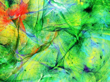 yeşil Soyut Fraktal arka plan 3d render illüstrasyon