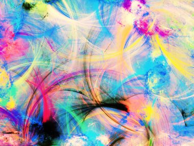 gökkuşağı Soyut Fraktal arka plan 3d render illüstrasyon