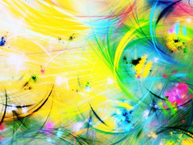 sarı Soyut Fraktal arka plan 3d render illüstrasyon