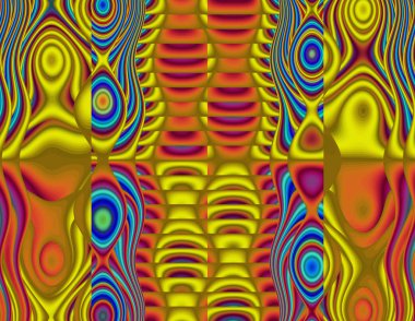 sarı Soyut Fraktal arka plan 3d render illüstrasyon