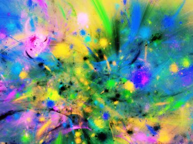 gökkuşağı Soyut Fraktal arka plan 3d render illüstrasyon