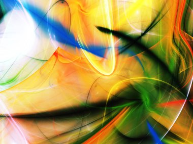 sarı Soyut Fraktal arka plan 3d render illüstrasyon