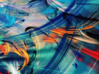 Mavi Soyut Fraktal arka plan 3d render illüstrasyon