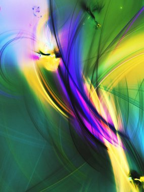 yeşil Soyut Fraktal arka plan 3d render illüstrasyon