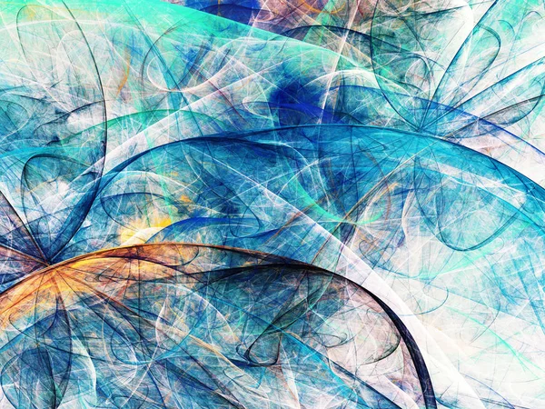 Bleu abstrait fractal fond 3d rendu illustration — Photo