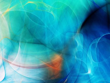 Mavi Soyut Fraktal arka plan 3d render illüstrasyon