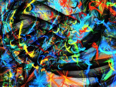 gökkuşağı Soyut Fraktal arka plan 3d render illüstrasyon